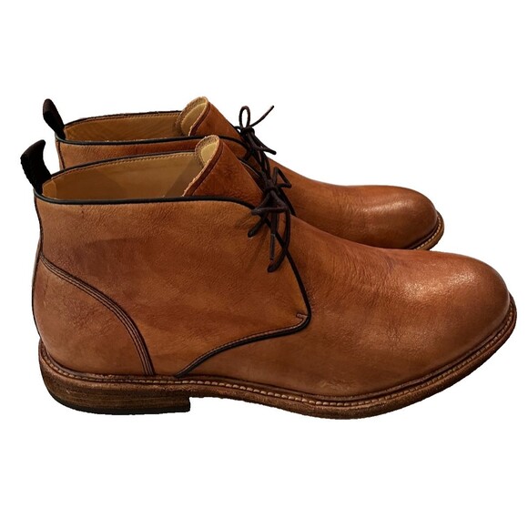 Warfield & Grand Landon Boots Men 12 Brown Leather Plain Toe Lace Up Chukka NEW main image 6